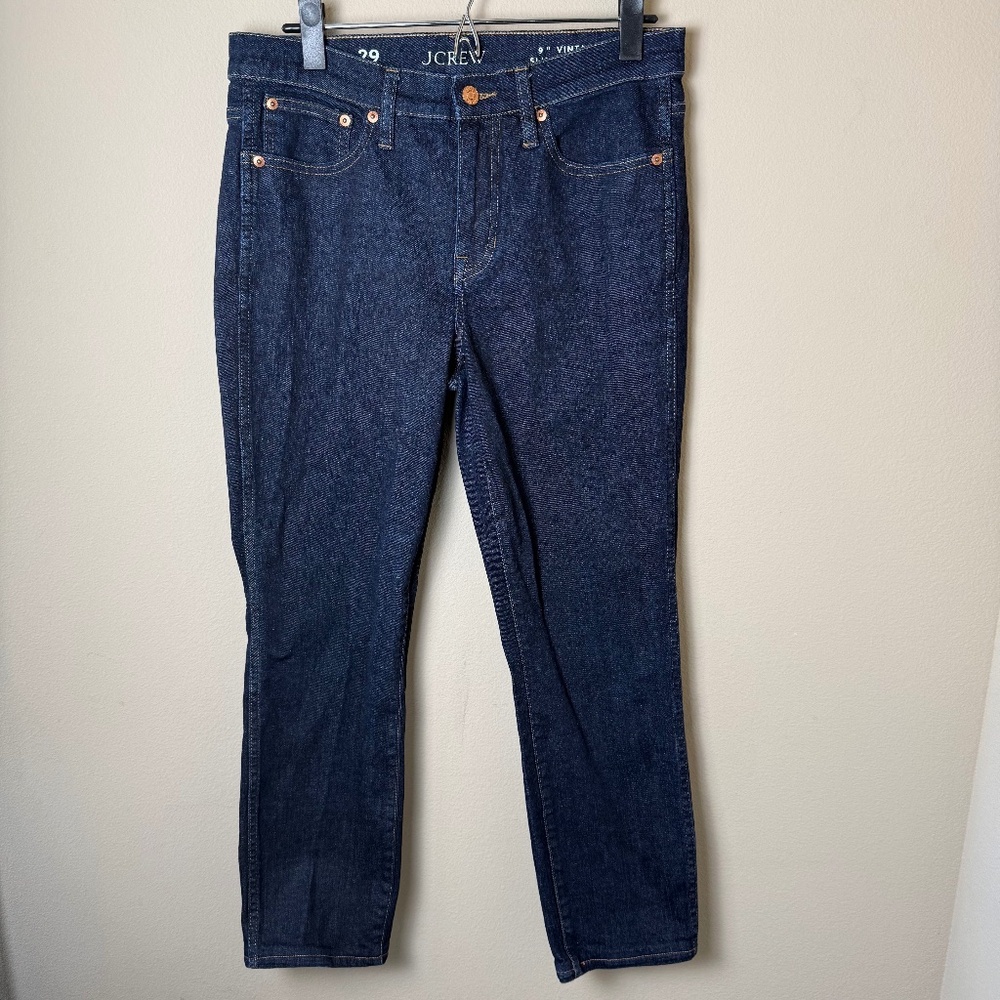 J.Crew 9" Mid-Rise Vintage Slim Straight Jeans Womens 29 Resin Rinse Denim K5391
